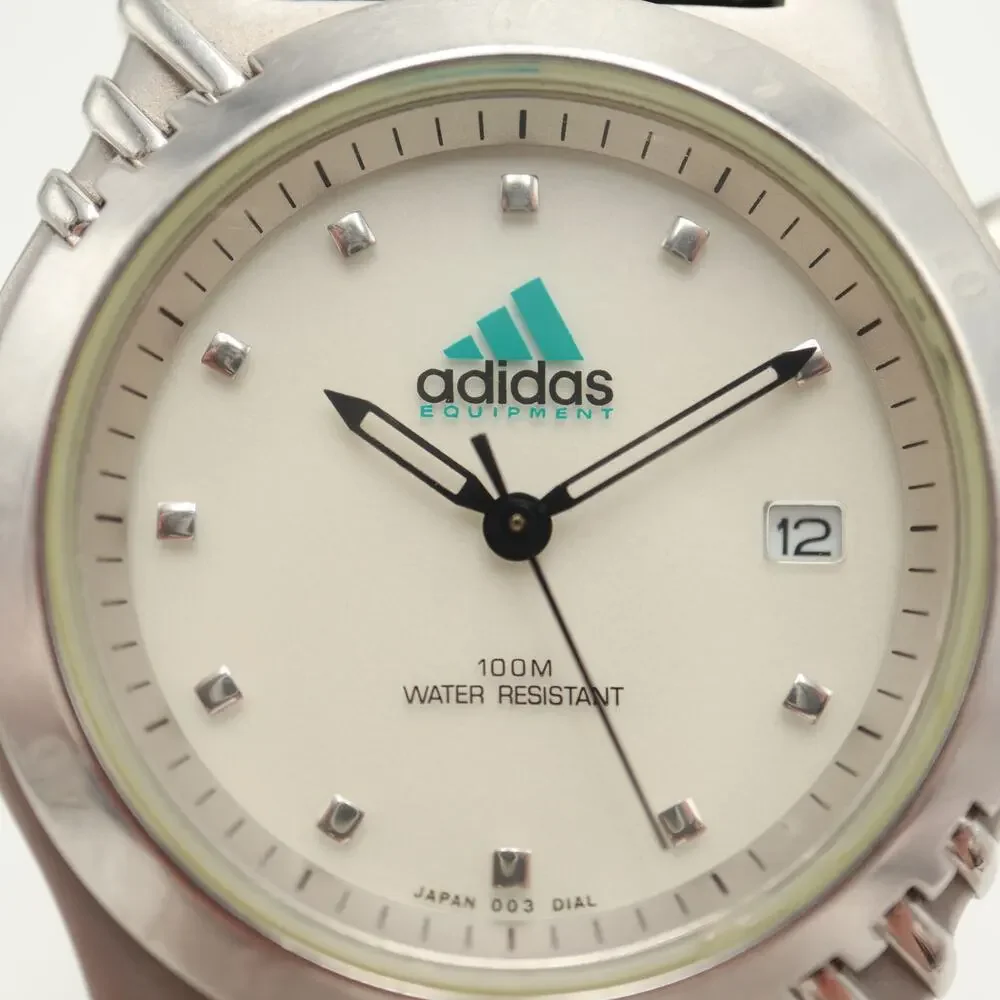 Vintage Adidas Mens 40mm Backlight Date Watch Black Resin Strap w New Battery